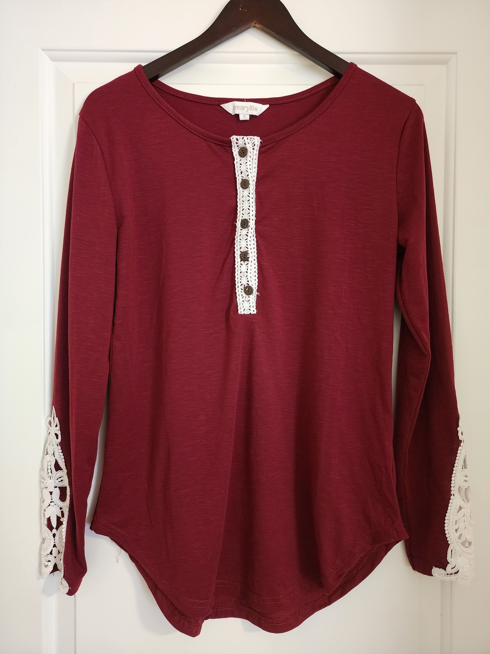 Long Sleeve Top with Crochet Trim